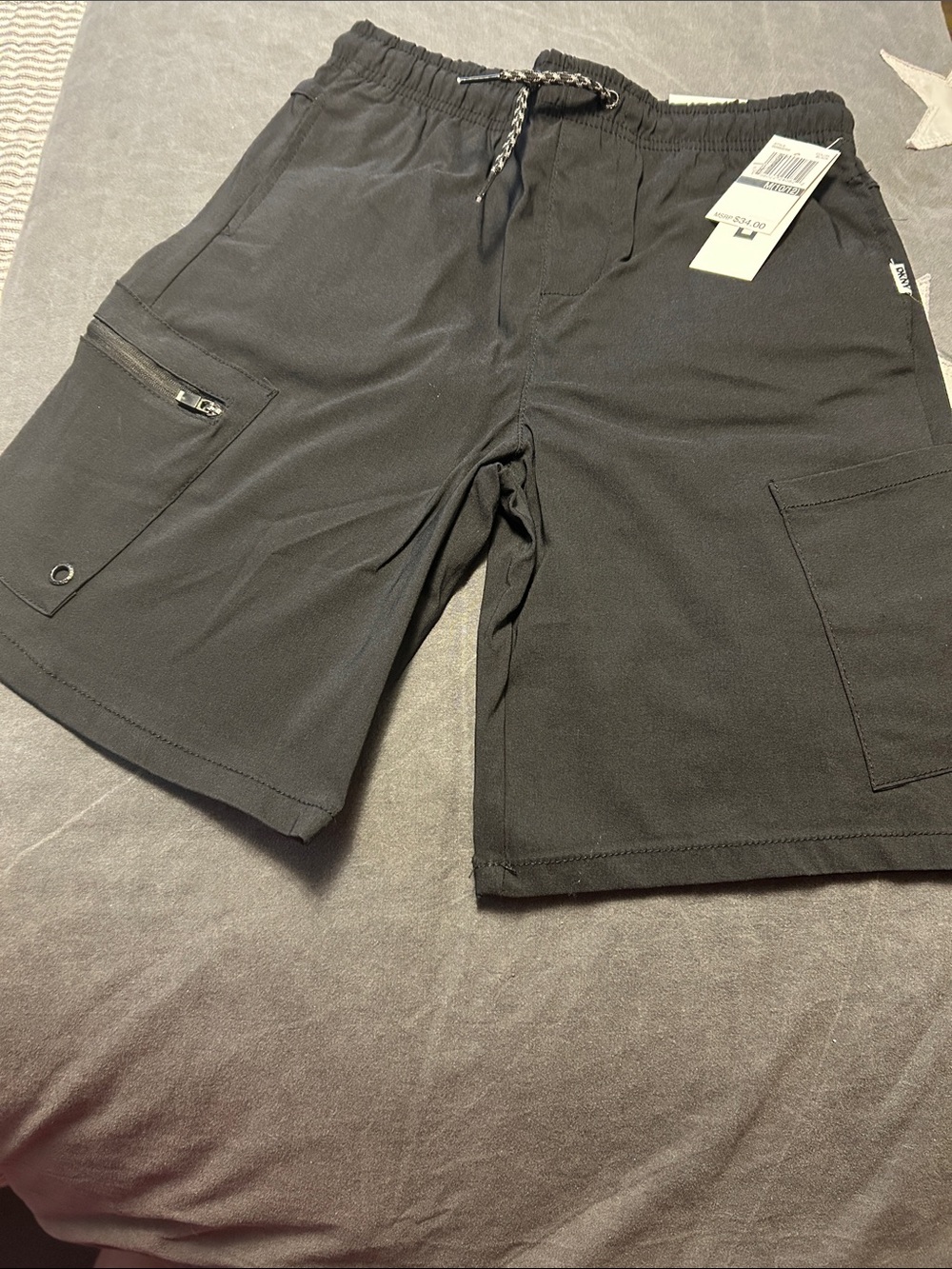DKNY Black Boys Cargo Drawstring Shorts